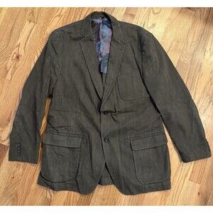 Kroon Sport Coat Jacket 44 L Brown Harrison Wash Cotton Blazer Double Vents EUC